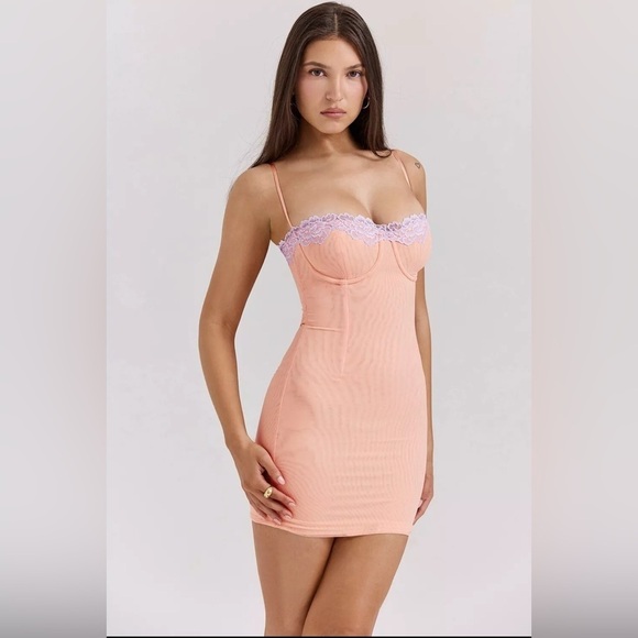 House of CB 'Harper' Sorbet Lace Trimmed Mini Dress NWOT Size S